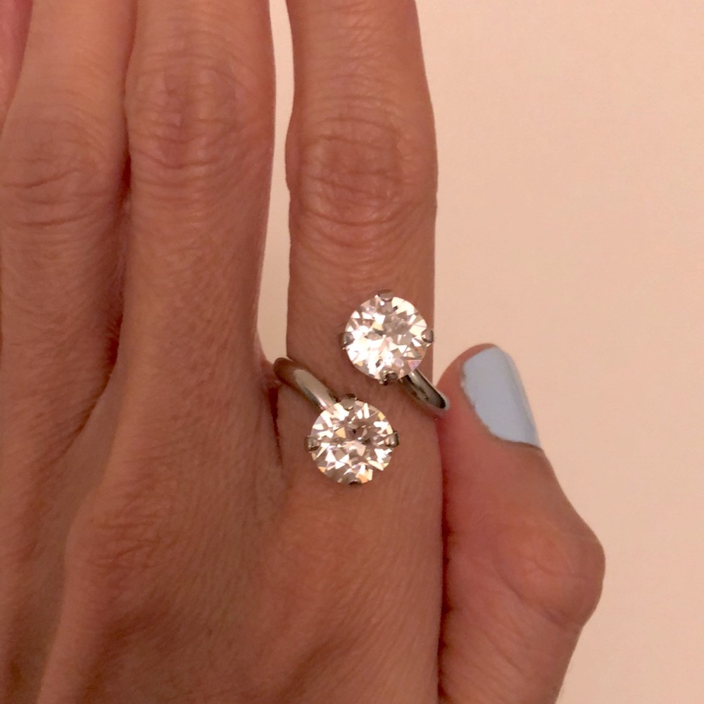 Classic Crystal Silver Statement Ring - Picture 5 of 13